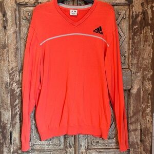 Adidas Men's V-Neck Sweater in Bold Orange